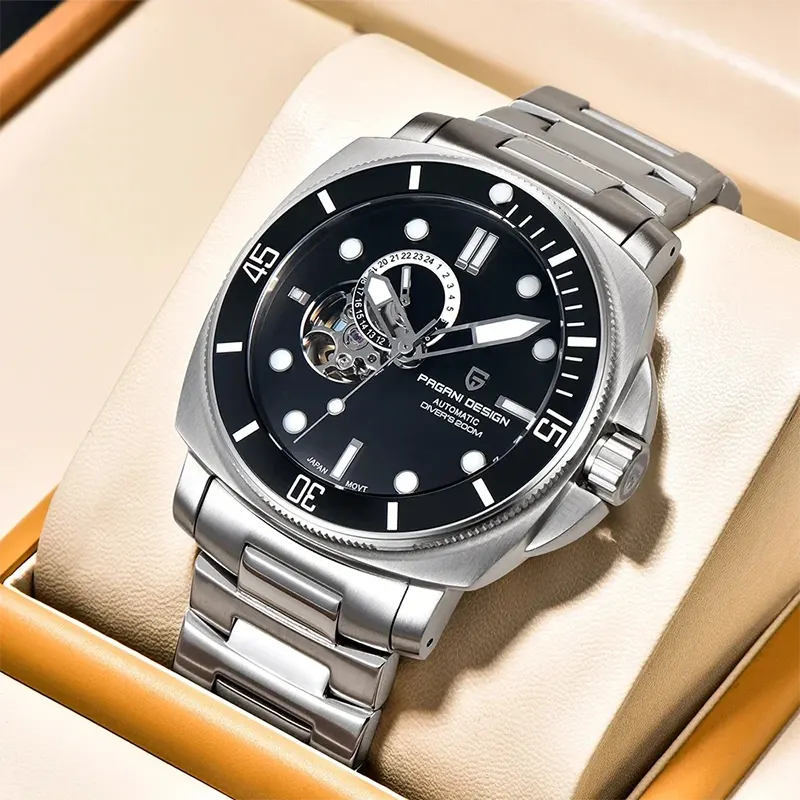 Pagani Design Open Heart Black Automatic Men's Watch-  PD-1736